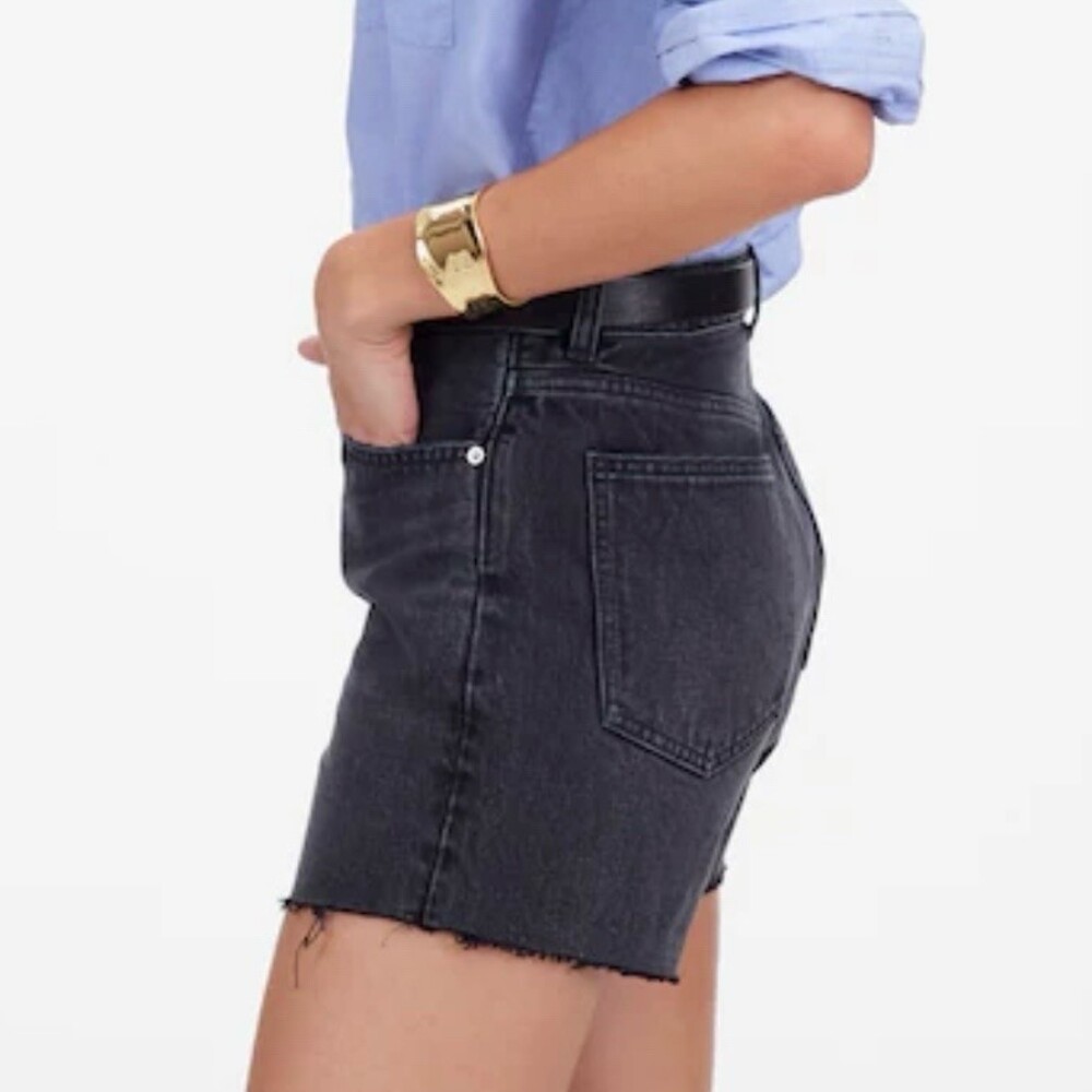 Madewell “The Brynn Long Short” Denim Womens Size 26 Black High Rise Raw Hem - Picture 2 of 16